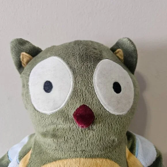 Lambs Ivy Enchanted Forest Owl Plush Toy 14  Soft Stuffed Green Yellow Burgundy - Picture 2 of 8